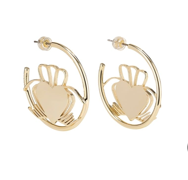 Heart Strong Claddagh Hoop Earrings